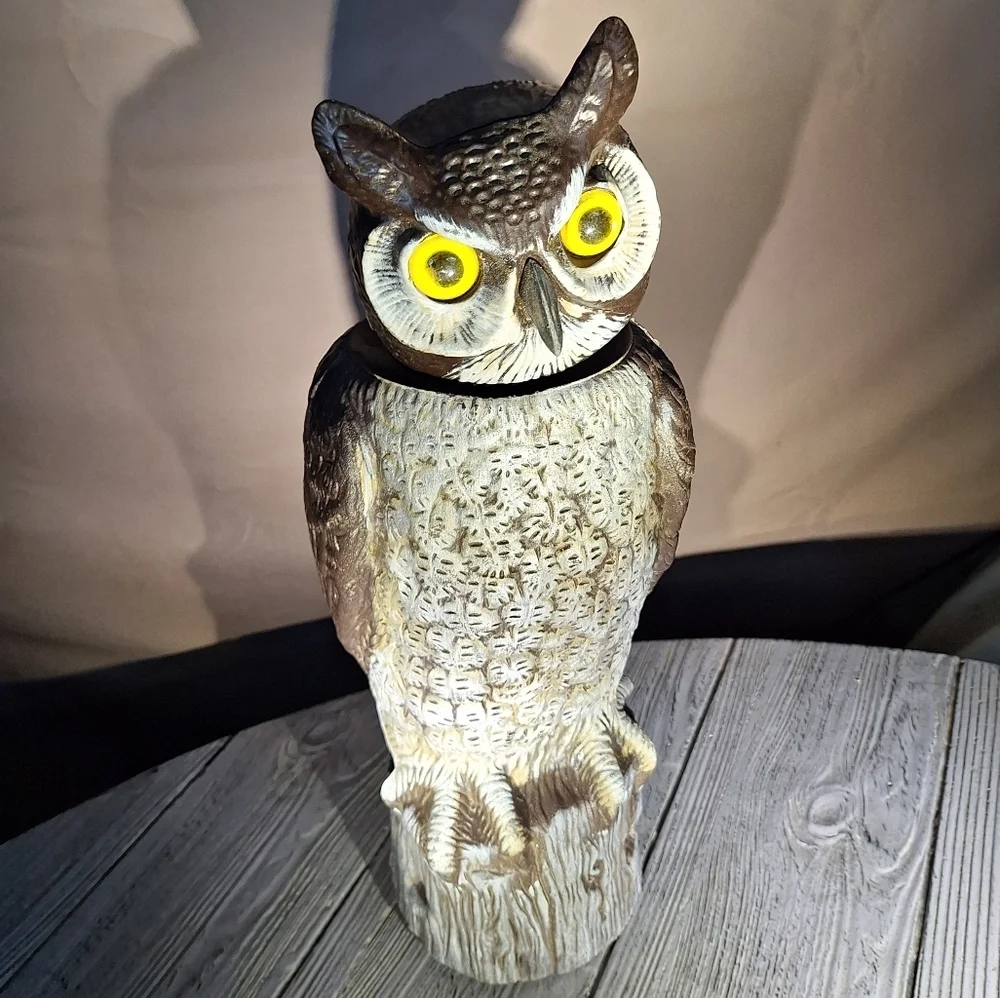 Owl Decoy Scarecrow Plastic Bobble Head Cream and Brown Dalen Products - Picture 2 of 11